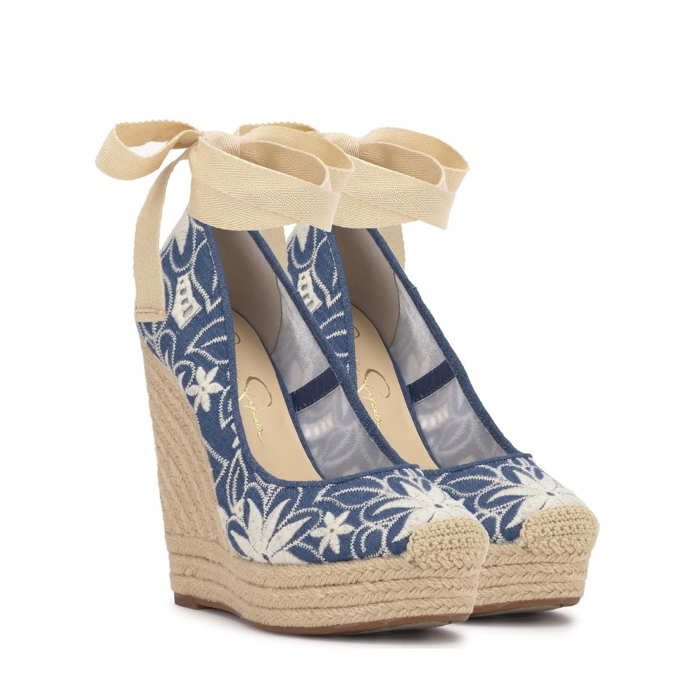 Women's Zexie Espadrille Wedge Sandals - Blue and Cream